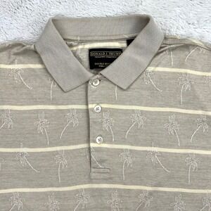 90s‎ Donald Trump Polo Shirt Men's L Tan White Pima Cotton Palm Tree Stripe VTG